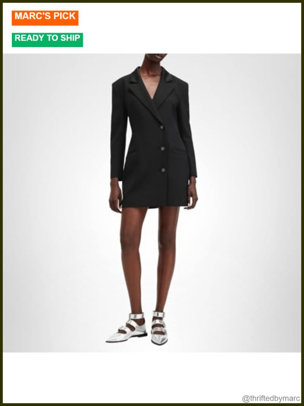 Erykah Blazer Dress Long Sleeve V-Neck Structured Tailored Midi Dress